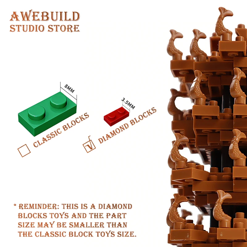 Diamond Blocks Yellow Crane Tower Toy Chinese Style Famous Buildings Model City Street View Pavilion MOC Micro Bricks Adult Gift