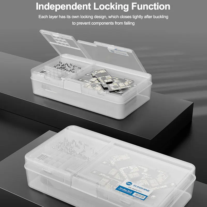 صندوق تخزين SUNSHINE SS-001A Pro متعدد الوظائف بطبقة مزدوجة لتخزين الهواتف المحمولة واللوحات الأم والبراغي والرقائق وشاشة LCD