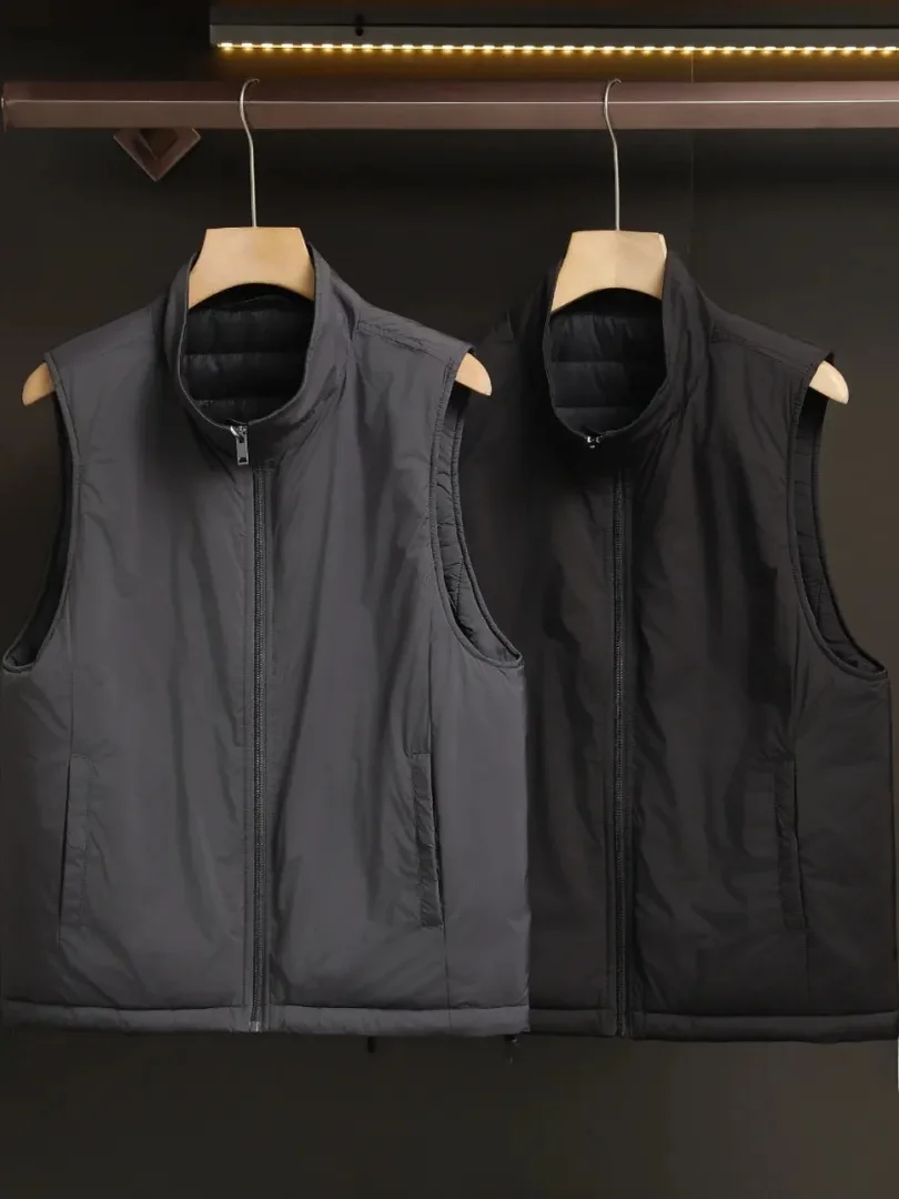 

Легкий теплый мужской зимний уличный повседневный жилет с воротником-стойкой, наполненный 90% белым утиным пухом, с прочной застежкой-молнией, цветной, на подкладке