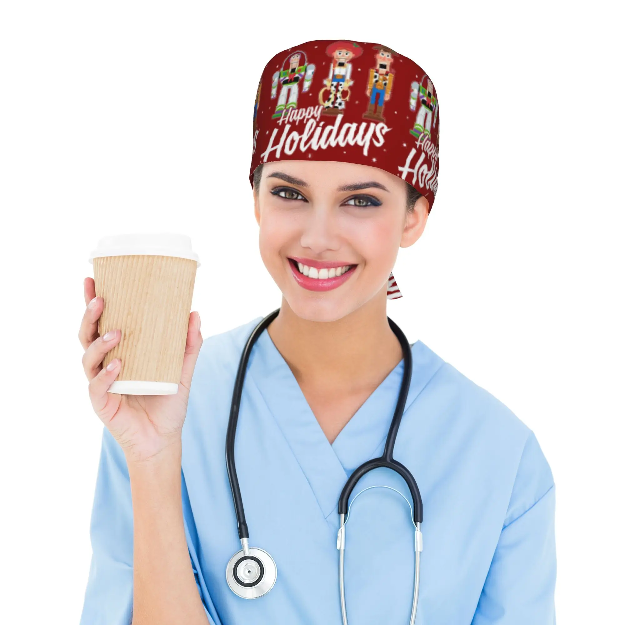 Custom T-Toy Cartoon S-Story Medical Staff Scrubs Hat Men Women  Doctor Nursing Surgical Cap Scrub Caps