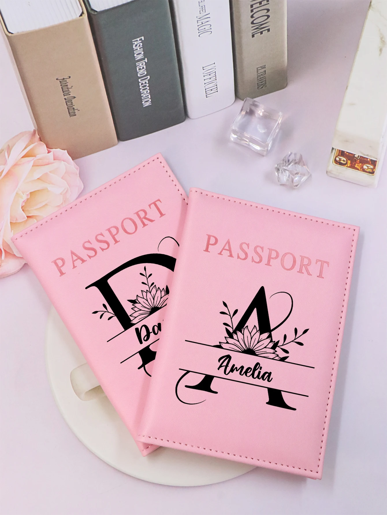 Custom Name Passport Holder For Travel, Personalized Letter Leather Passport Holder, Customized Passport Holder For Travel Women
