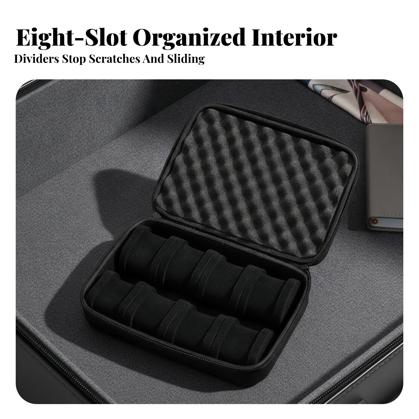 Watch Case with 8 Slots Compact Watch Storage Case Sturdy Safeguarding for Travelers