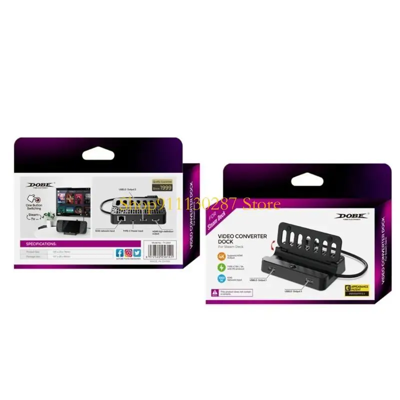 J1HC Type-C Docking Station Game Console 4K30HZ Ethernet Hub حامل لـ SteamDeck #5