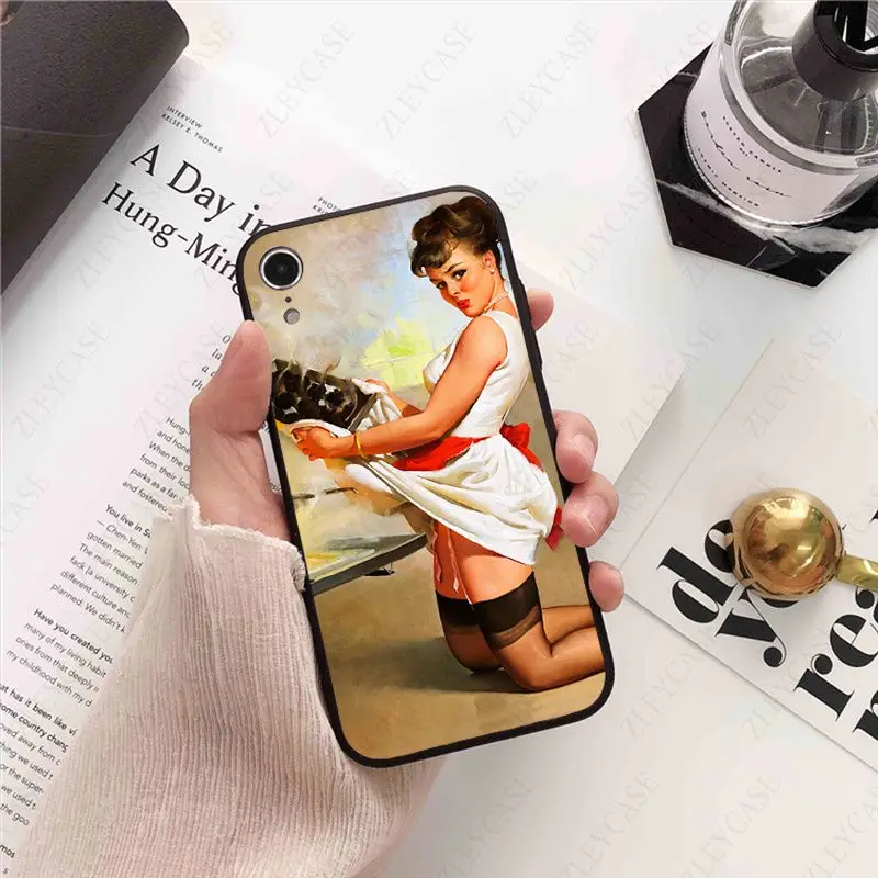 PinUp Girls Pin Up Girl soft phone cover for iPhone 15Pro 16pro 13PRO max 7 XR 14plus 11pro 12pro max 13mini SE 2020 cases coque