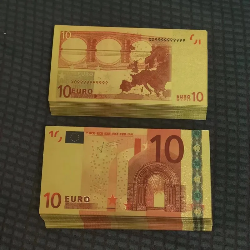 20~100pcs Fake 10 Euro Bills Fake Money European Banknotes 10 Euro Gold Banknotes Gifts Collection