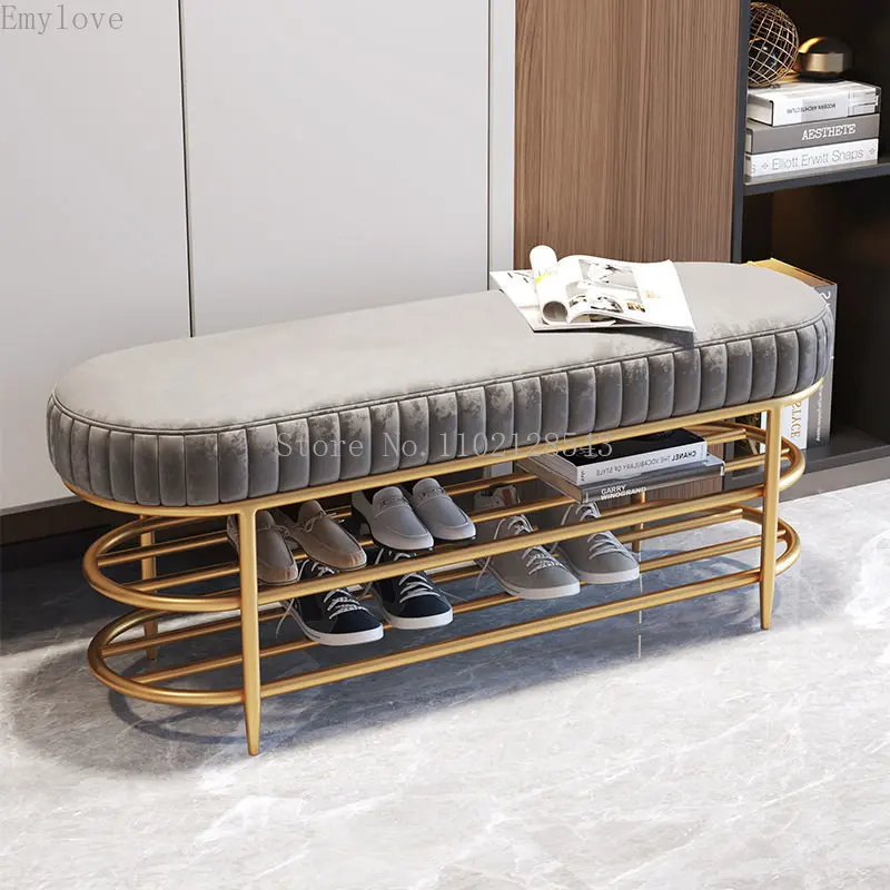 120/100/80/60cm Shoes Rack with Soft Velvet Seat Cushion Shoe Bench Storage Entrance Living Room Furniture Space Saving