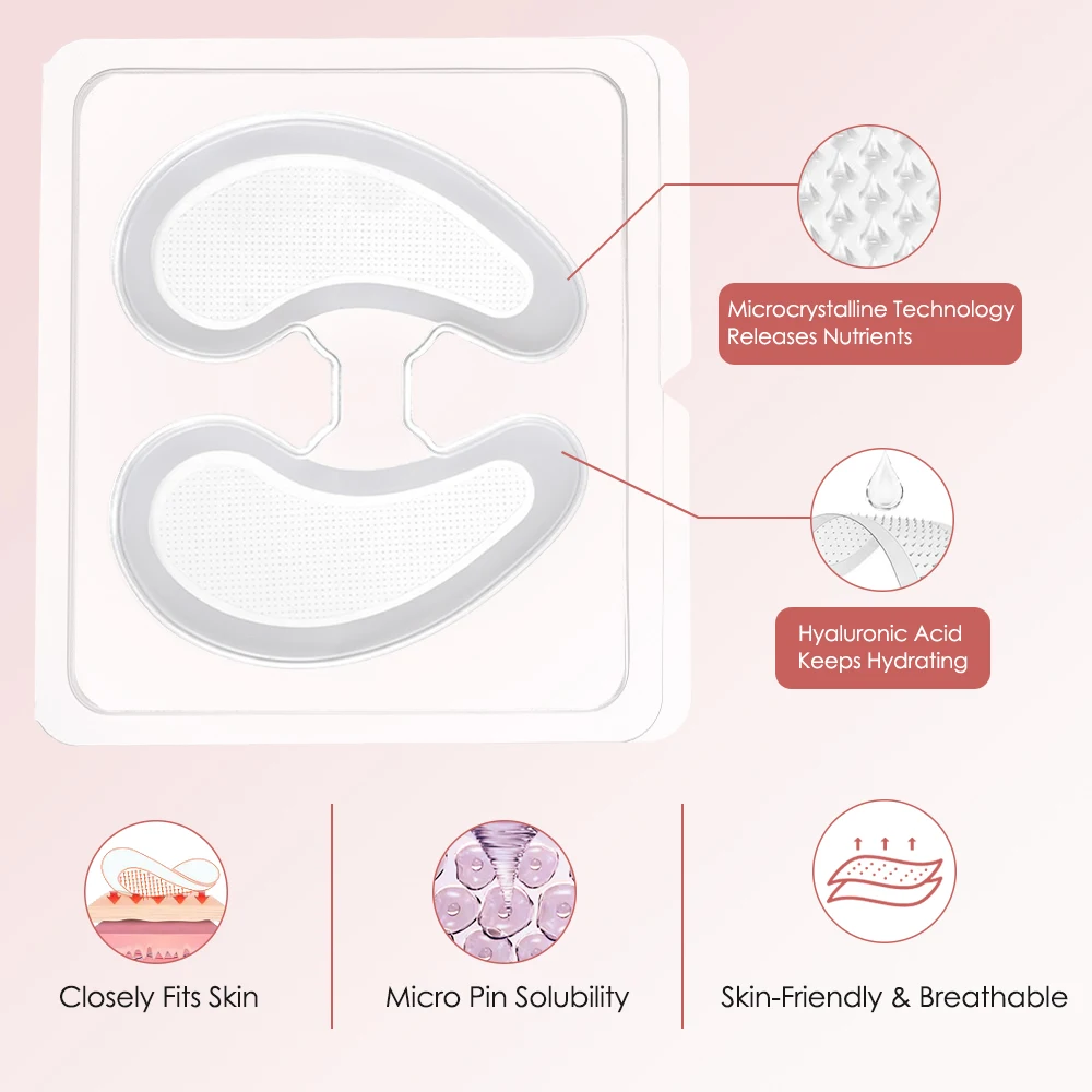 Parches para la frente y los ojos con microagujas de ácido hialurónico, Gel para los ojos con dispositivo de belleza, cuidado cosmético antienvejecimiento y ojeras