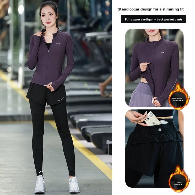 

Зимний спортивный костюм Thiened Fce, женская одежда Long Sve Fitn, профессиональная одежда для йоги, комплект для спортзала Qui Dry High End