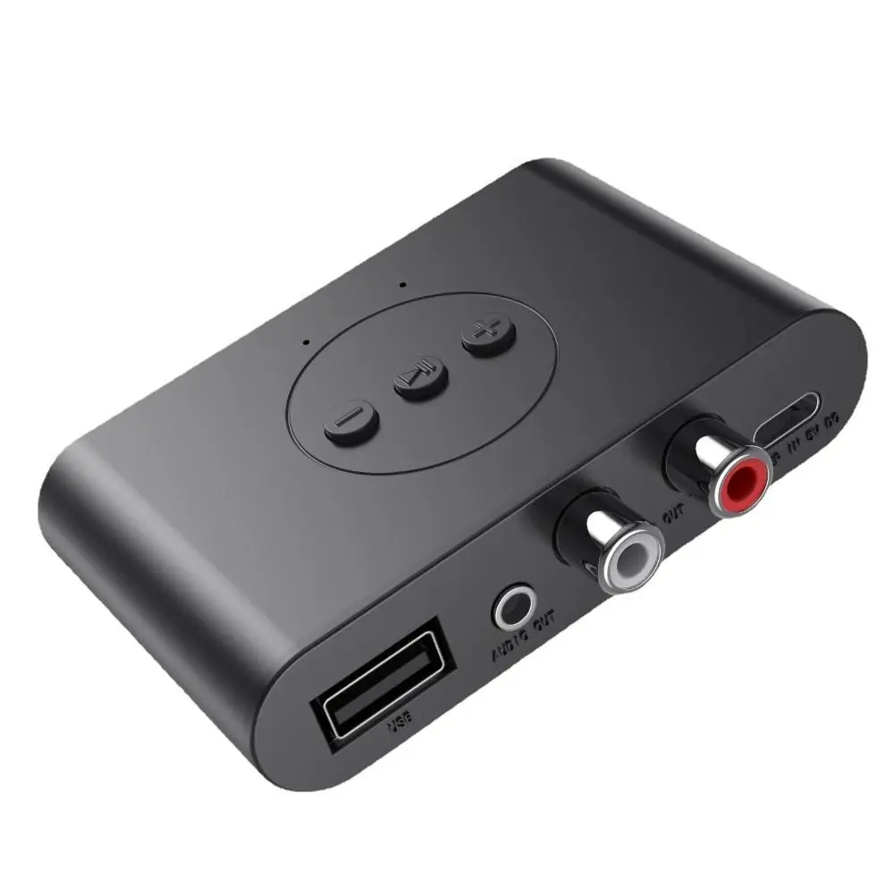 Portable Plastic Bluetooth Audio Receiver RCA Jack 3.5mm AUX Wireless Adapter Bluetooth 5.3 with Mic Stereo Music Adapter