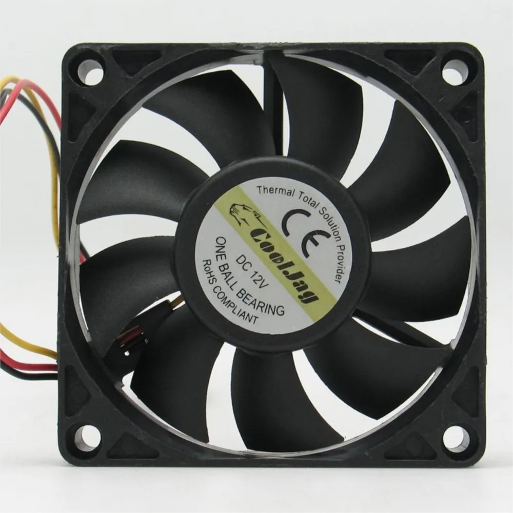 7cm Fan for EVERFLOW 70mm 12V Cooling Fan, 4Pin, Ball Bearing, 2500-4500RPM, R127015DU, High Efficiency Thermal Solutions