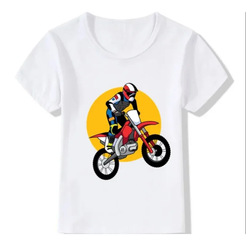 Funny Motocross Rider Cool  Summer Fashion Kids T shirt Streetwear Toddler Baby Girls Clothes Children Tops