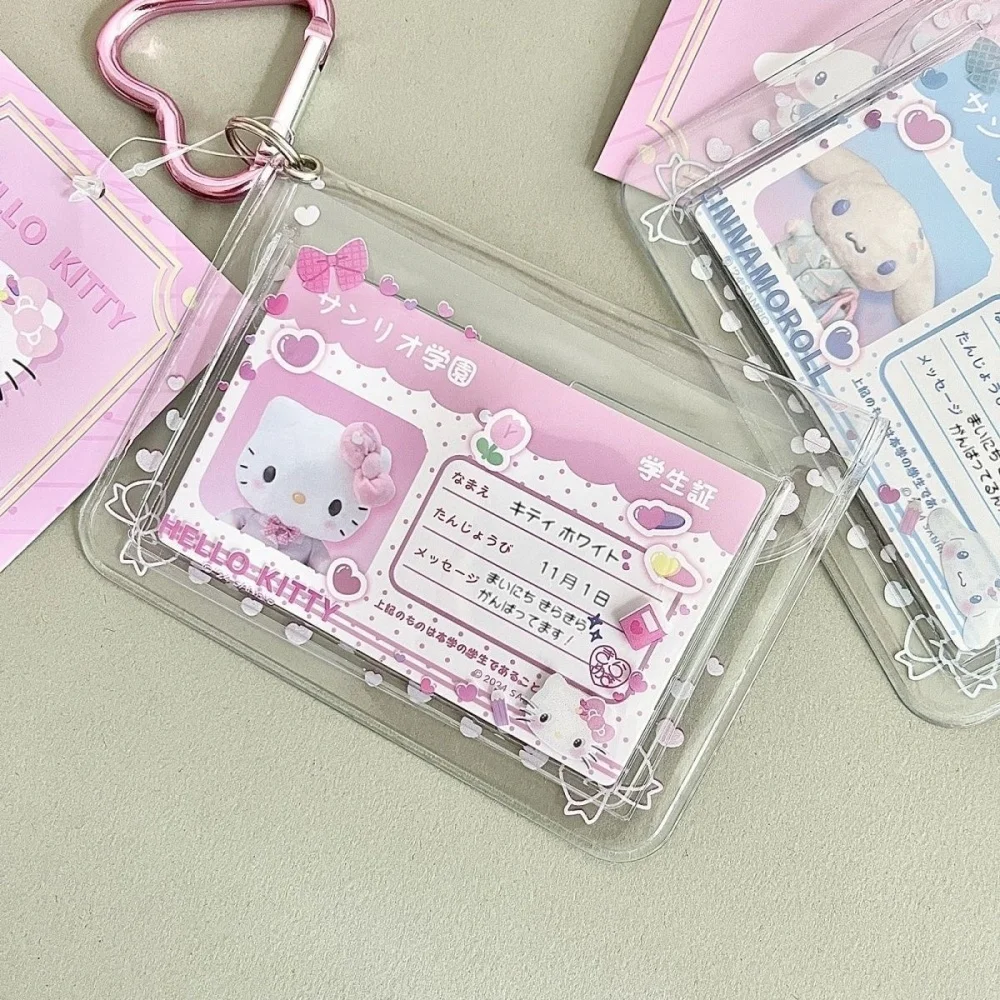 Kawaii Sanrio Card Bag Hello Kitty Kuromi Melody Cinnamoroll Student ID Card Pvc Transparent Storage Bag Girls Gifts image 2