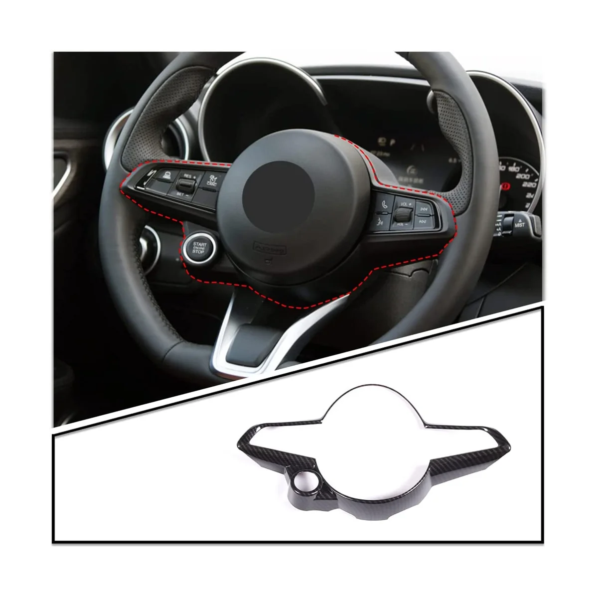 For Stelvio 2020-2022 Car Steering Wheel Decorative Trim Sticker Interior Accessories