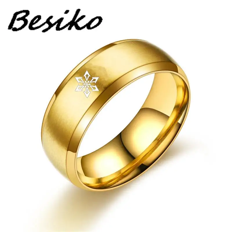 Besiko High Quality 316L Stainless Steel Anime Cosplay Ring Genshin Impact Rings Water Wind Thunder Fire Rock Ice Grass Jewelry