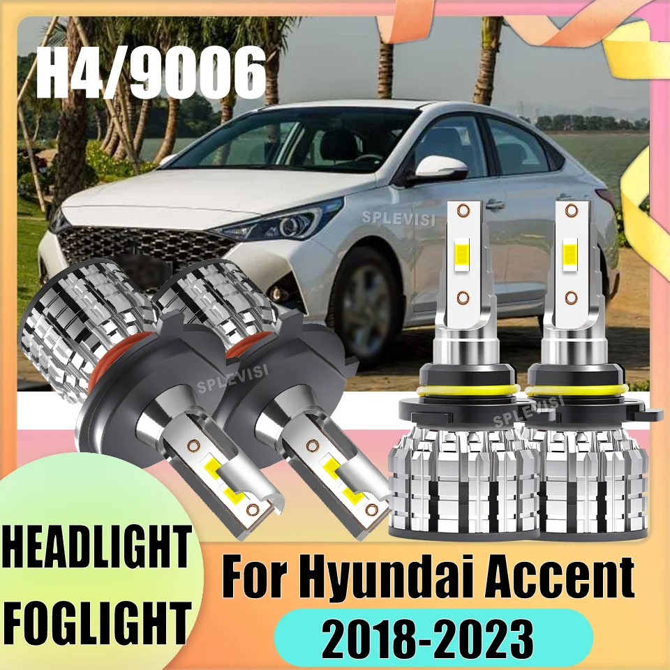 

SPLEVISI Car Light LED H4/9003 Headlight 9006/HB4 Foglamp Bulbs 3-Yr Warranty For Hyundai Accent 2018 2019 2020 2021 2022 2023