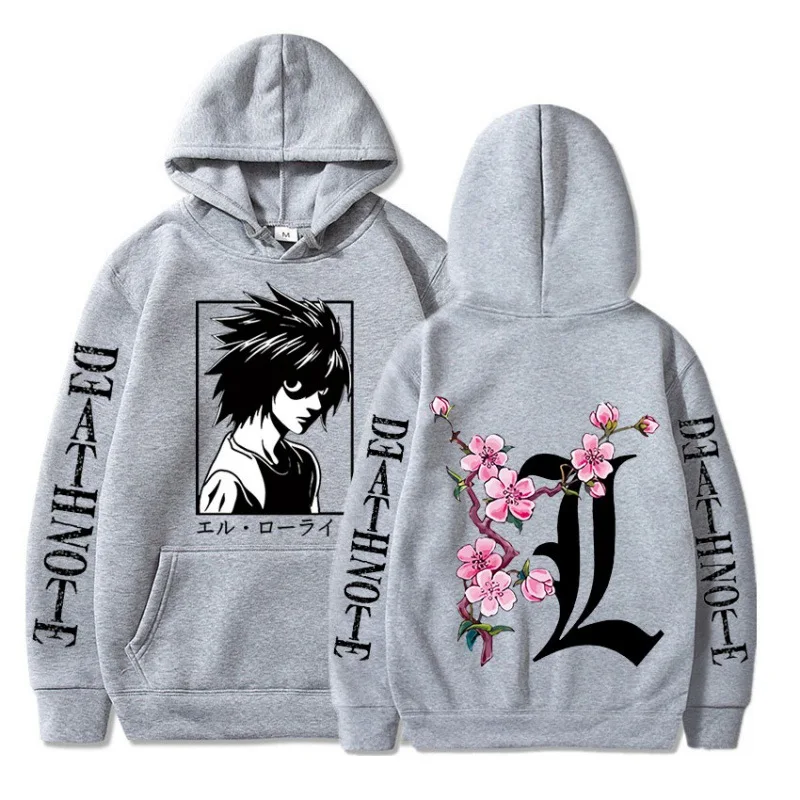 Herren-Sweatshirt mit Anime Death Note L-Aufdruck, Herbst- und Winter-Hoodie für Männer und Frauen, lässiges, bequemes Sport-Sweatshirt – Detail 5