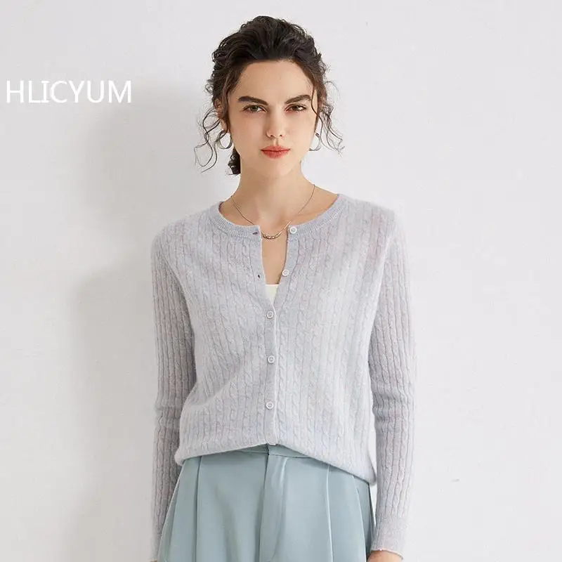 

Women's 100% Cashmere Cardigan Sweater Solid Color Casual Warm Knitwear Top Autumn Winter Outerwear Wool Blouse
