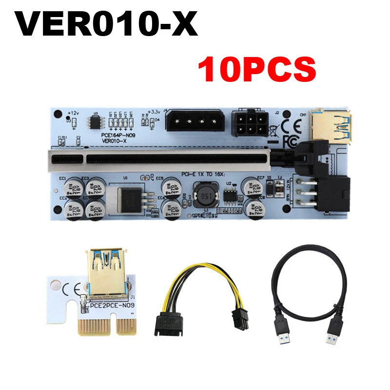 10/1 шт., Райзер VER 010 VER0010X USB 3,0 PCI-E, Райзер, экспресс-кабель для Биткоин, видеокарта X16, удлинитель PCI-E Cabo Rise