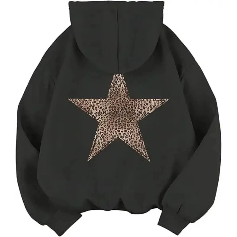 2025 Star Graphic Hoodies Y2k Leopard Print Hooded Sweatshirt Cheetah Hoodie Fashion Casual HipHop Harajuku Unisex Pullover view 2