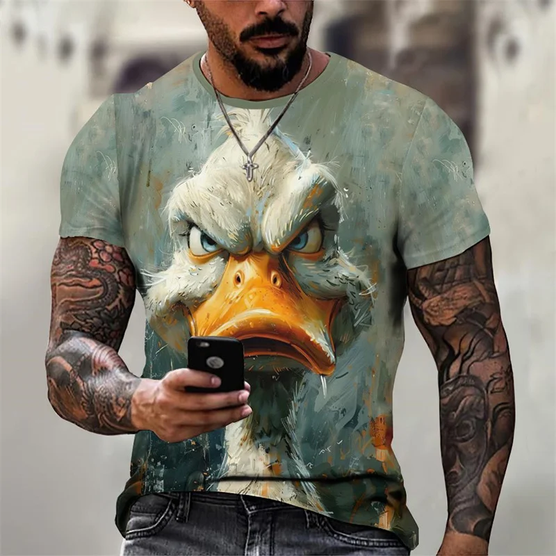 Angry Animal Pattern T Shirt Men\'s Gorilla Pig 3D Printed Tees Fashion Casual Short Sleeve Round Neck Oversized Street T-Shirts