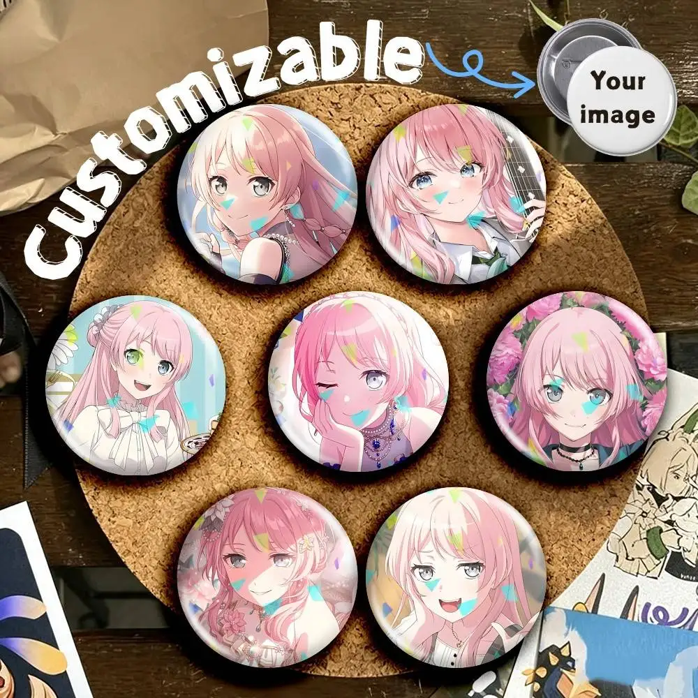MyGo Anon C-Chihaya Official Art Round Brooch Pins, Personalized Badges With Broken Glass Design Fashion Accessory