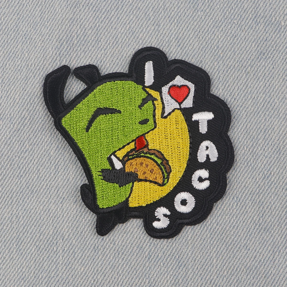 Cute Alien Embroidery Patch I LOVE TACOS Iron On Patches For Clothing Thermoadhesive Patches On Clothes DIY Sew Badges