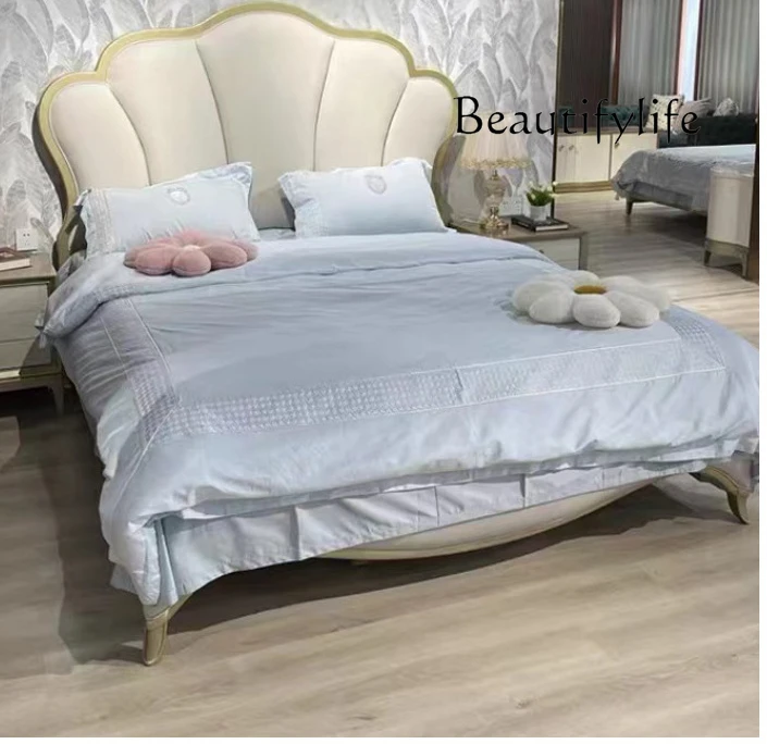 American light luxury solid wood bed bedroom home fashion exquisite high sense designer simple cream style