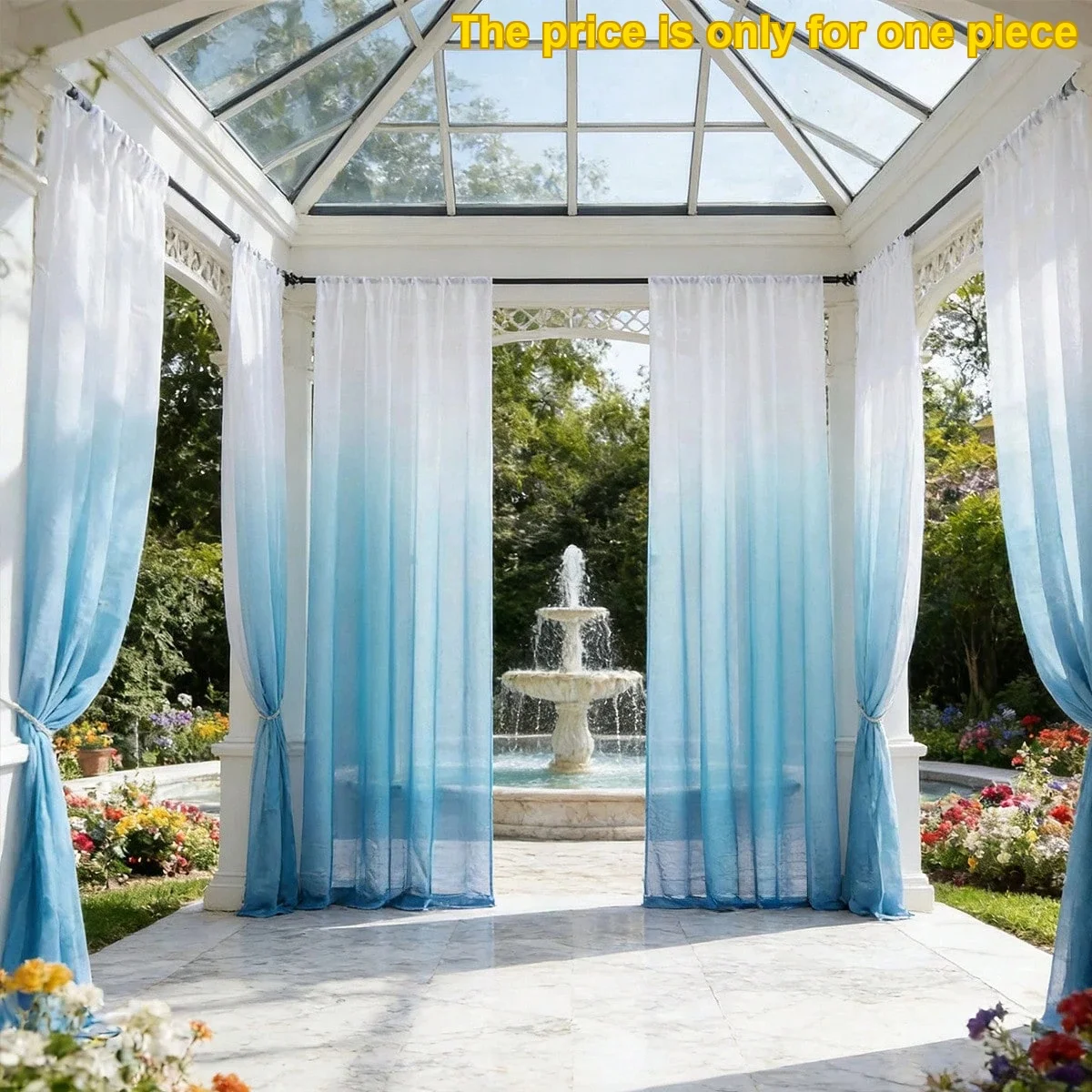 1PC Vintage Courtyard Door Curtain, Outdoor Balcony Farmhouse Style Window Decor, Semi-Transparent Sheer Curtains, High-Quality