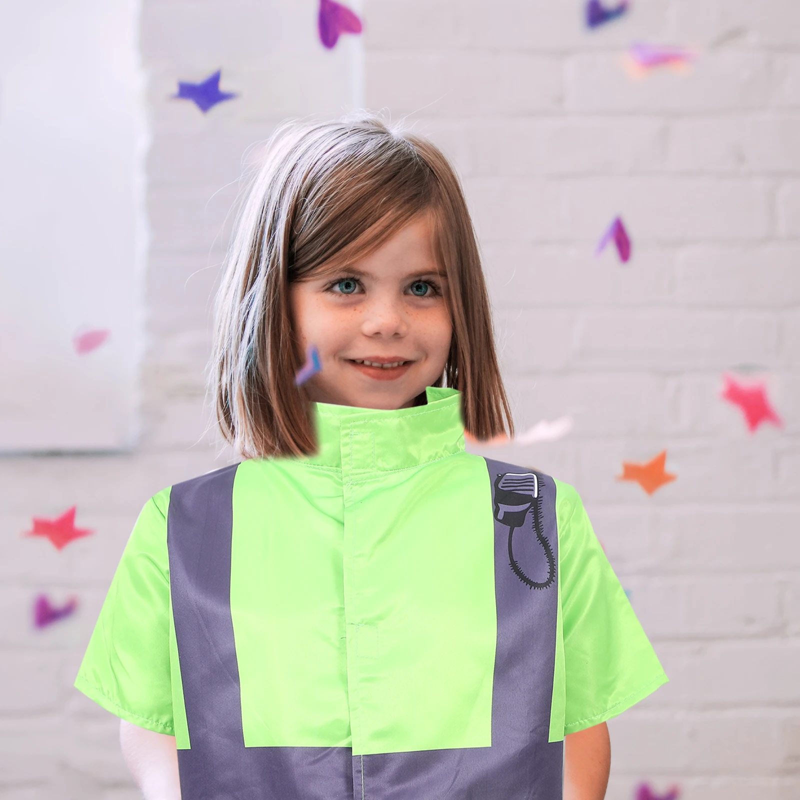 

Traffic Police Performance Clothes Kids Costume Profession Pretend Play Toy Green Dramatic Light Child