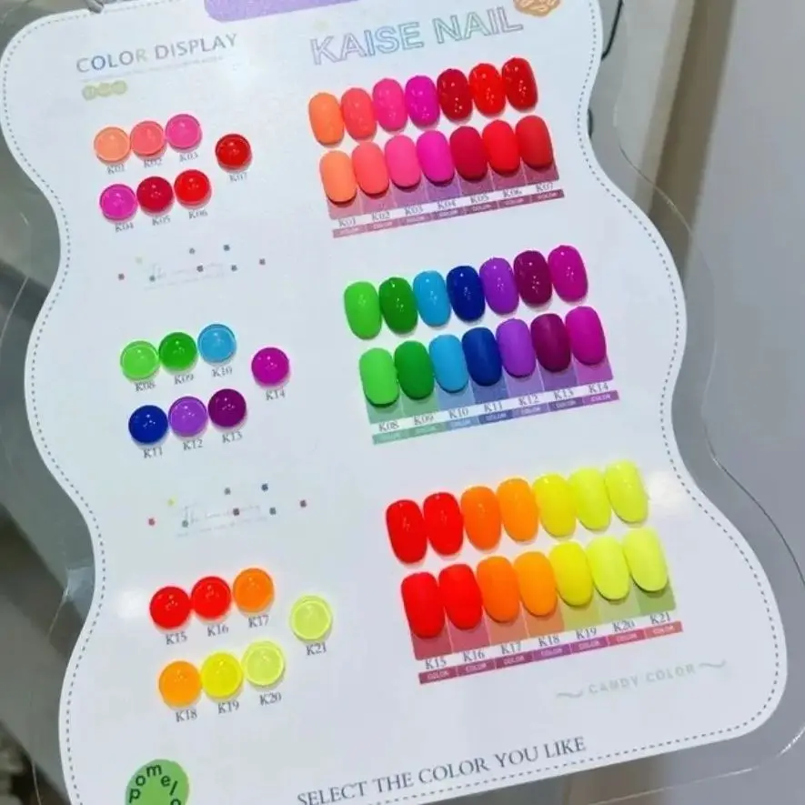 KAISE Mismatched 21 kleuren Nagelgel Set Fluorescerende Kleur Nagelsalon 2025 Nieuwe Hot koop Niet-giftig Losweken UV Gel Nail Art Kit