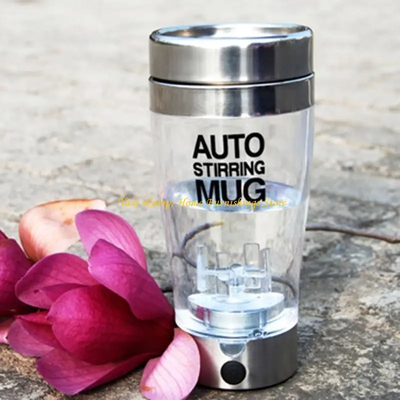 W8EA 400ml Electric Protein Shaker Cup Auto Shake Mixer Drink Bottle Juicer Stainless Steel Transparent Coffee Mug