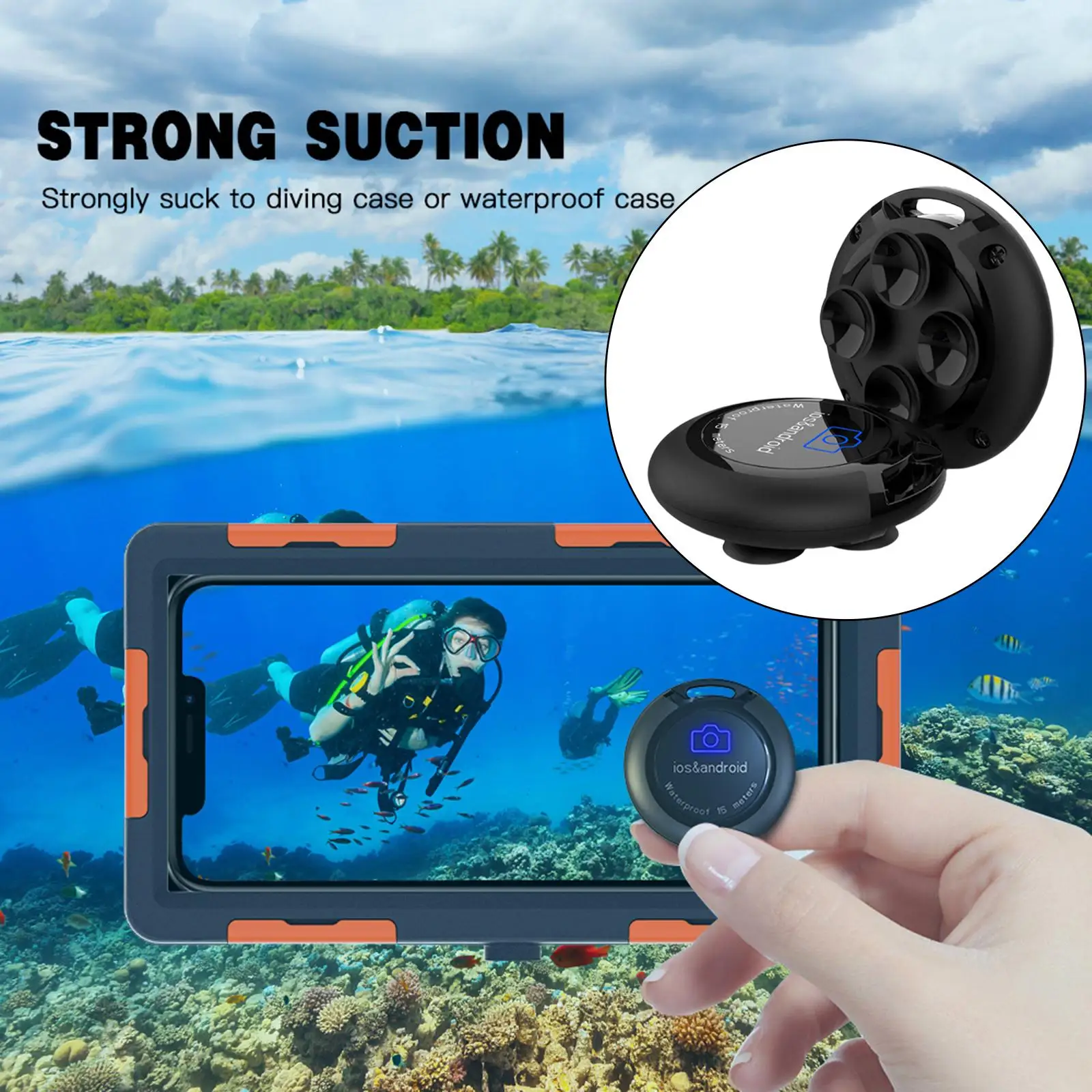 Waterproof Bluetooth Remote Control Button for Photos for Android for IOS Device Selfie Remote Control Bluetooth Shutter Release