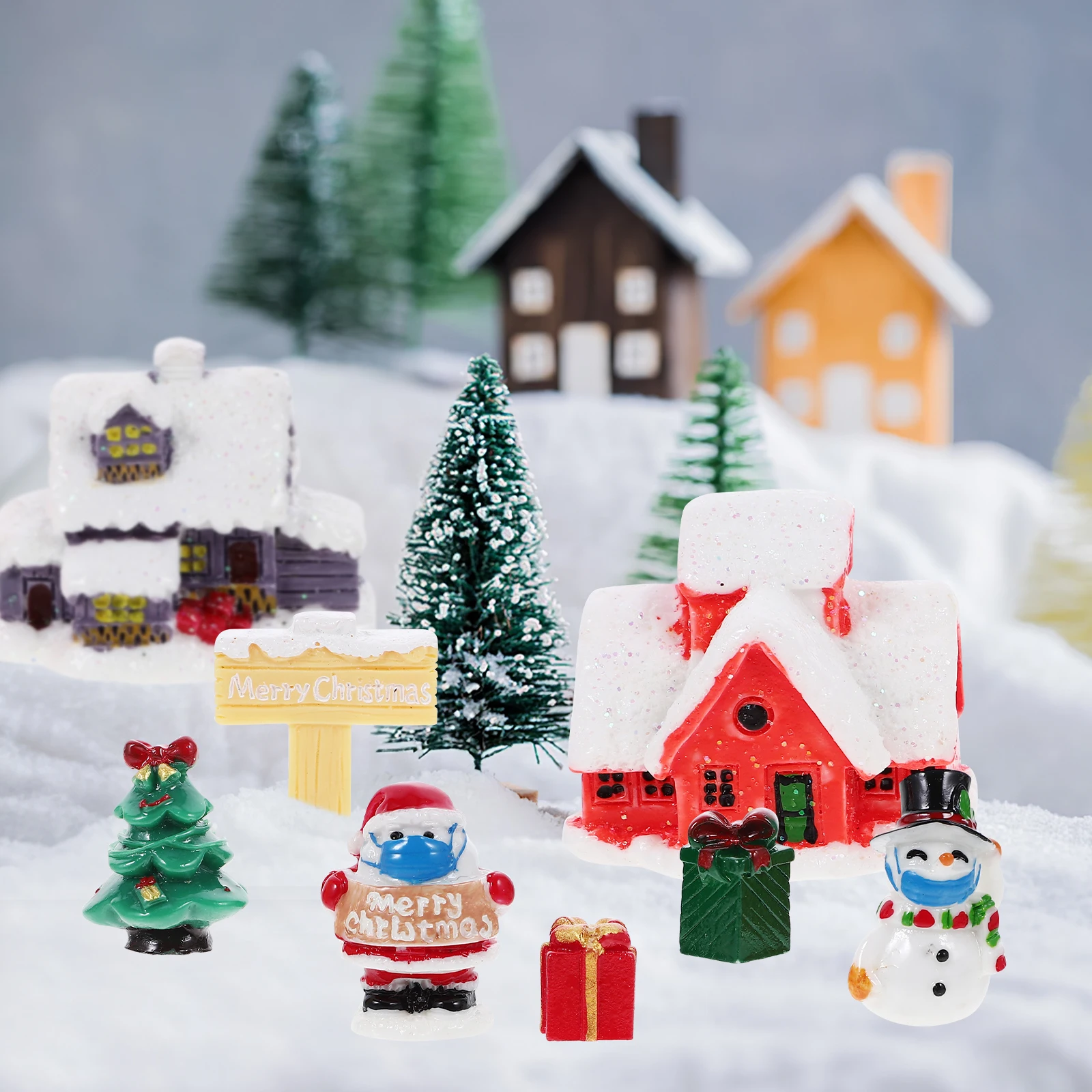 

1Set Masked Santa Claus Christmas Miniature Ornament Dollhouse Scene Prop Micro Landscape Decoration Xmas Party Supplies