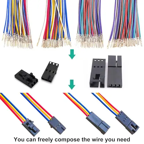 Conector Dupont com trava, Kit Conector macho e fêmea, única fileira, 2 pinos, 3 pinos, 4 pinos, 5 pinos, 6 pinos, 7 pinos, 8 pinos, 9 pinos, 10 pinos, 2,5 milímetros