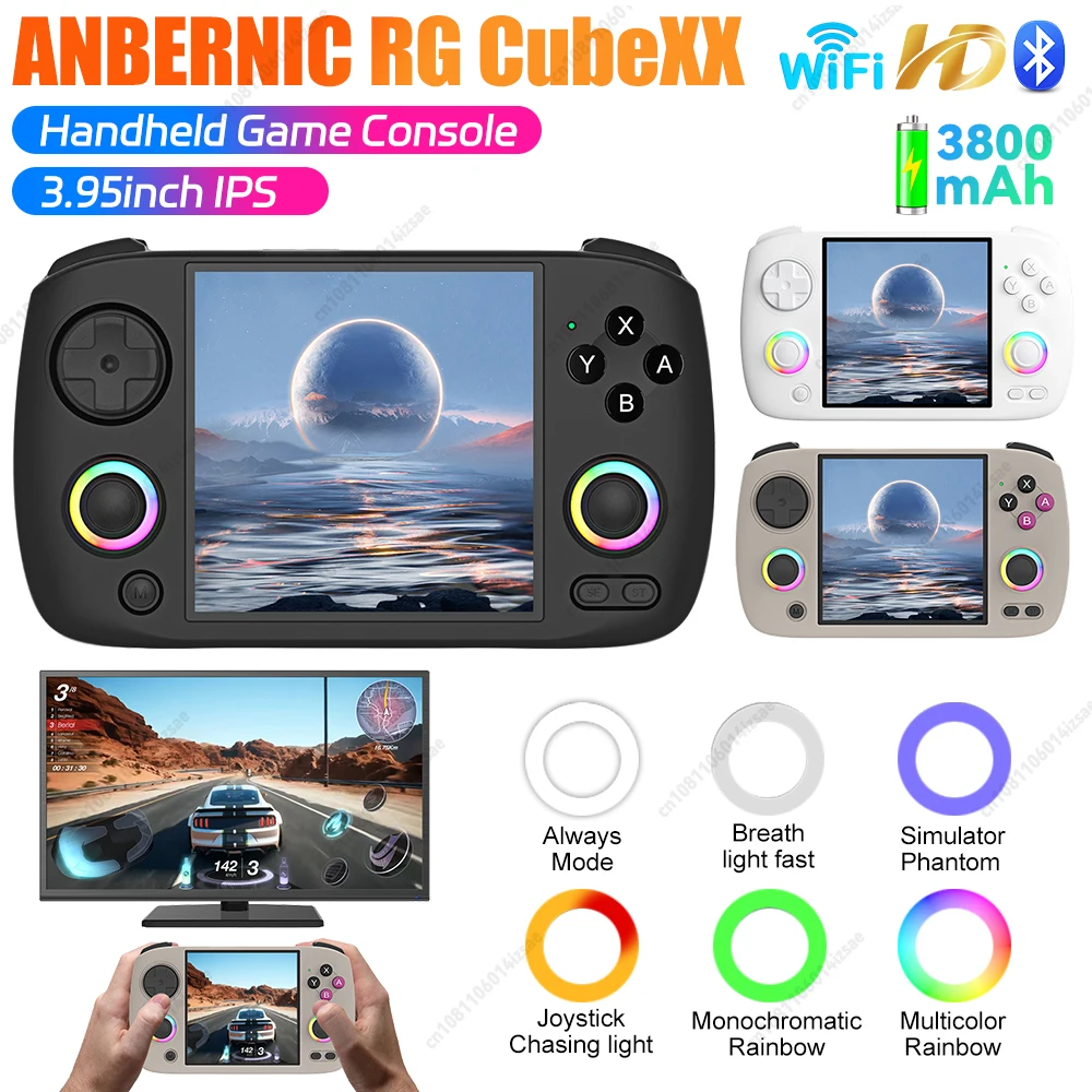 For ANBERNIC RG CubeXX Handheld Game Console Linux System 3.95in IPS Retro Video Gaming Console WIFI Portable Video Game Player