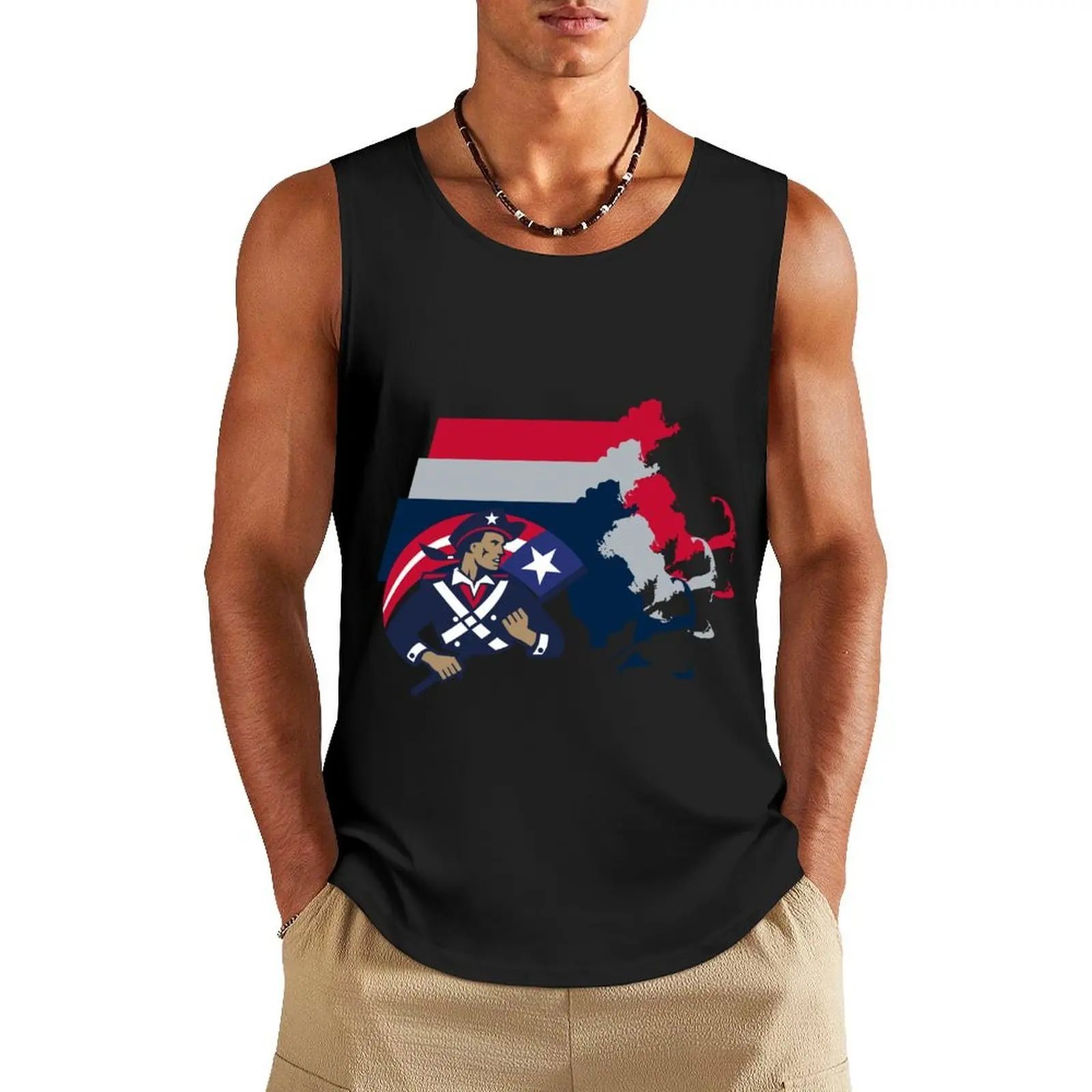 

Massachusetts Border, Patriots Tank Top summer clothes for men sleeveless jackets summer clothes gym clothing men
