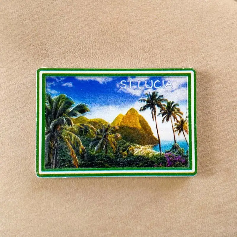 Saint Lucia – aimant de réfrigérateur, paysage océan, Souvenirs de tourisme culturel 3d3D, décorations, cadeaux
