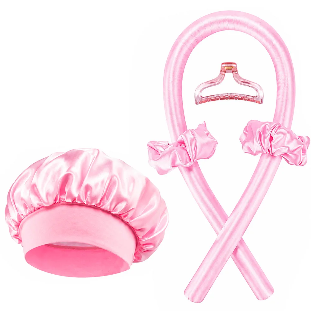 Heatless Curling Rod Set No Heat Overnight Curl Headband with Hair Cap Lazy Natural Soft Headband Hair Styling Tool for Sleep