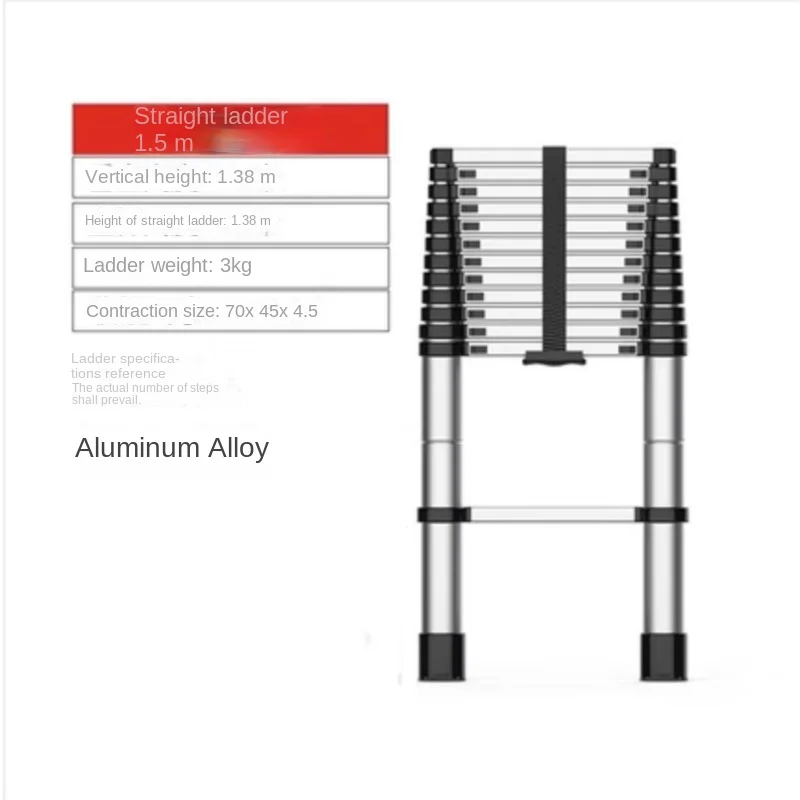 

1.5M 2.3M Lifting Straight Ladder, Multifunctional Telescopic Ladder, Household Ladder, Portable Stainless Steel Folding Ladder