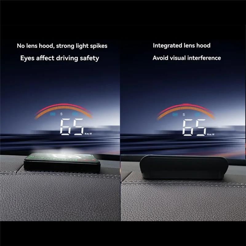 AB56-M11 Obd2 السيارات الزجاج الأمامي الإسقاط HUD رئيس يصل العرض المزدوج نظام سرعة درجة حرارة الماء الأميال الوقت #3