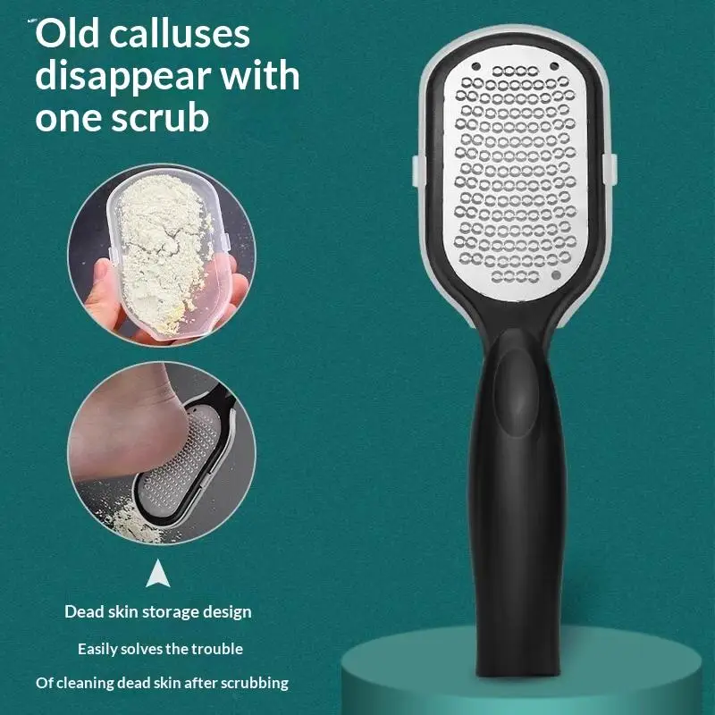Heavy-Duty Stainless Steel Painless Foot File & Remover With Splash Guard & Handle Suitable For Care Cracked Heels