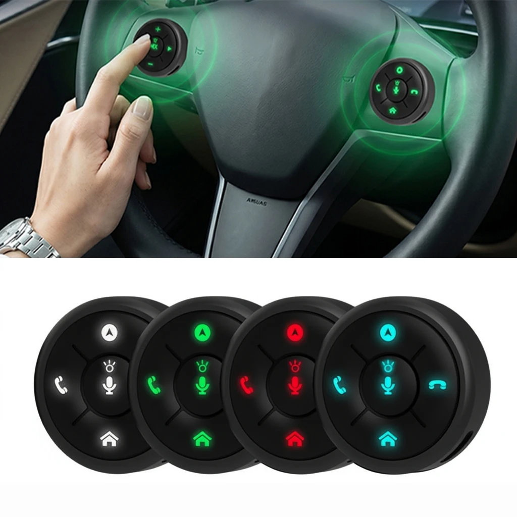 10 Keys Wireless Car Steering Wheel Control for Android Car Radio DVD GPS Multimedia Remote Control Buttons with Color Switching