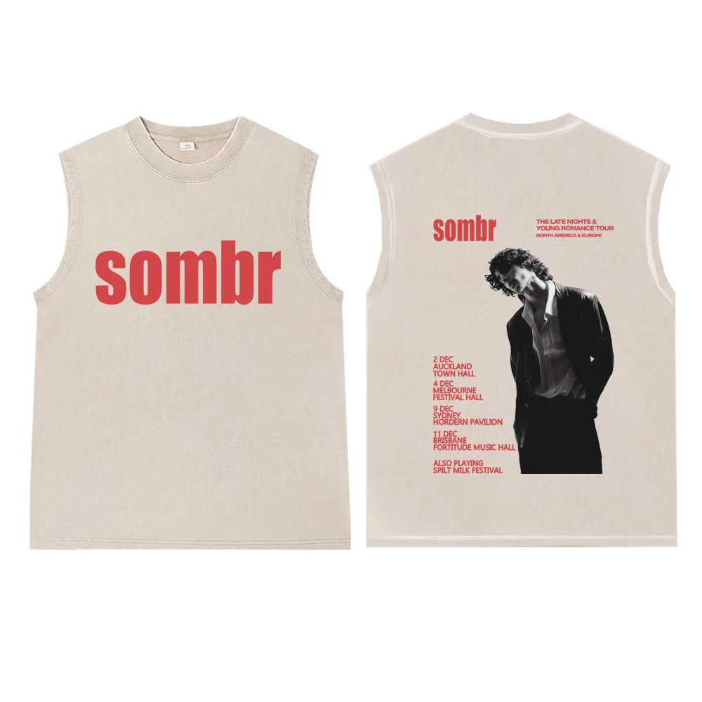 

Sombr World Tour Music 2025, мытый жилет, футболка для мужчин и женщин, уличная одежда, топы, подарок