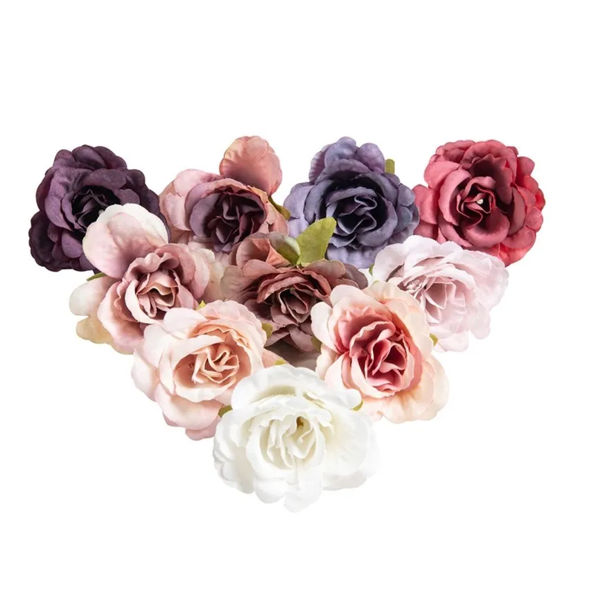 

100Pcs Artificial Flowers Wedding for Home Christmas Decor Scrapbook Wreaths Flower Wall Silk Roses Bridal Accessories Clearance