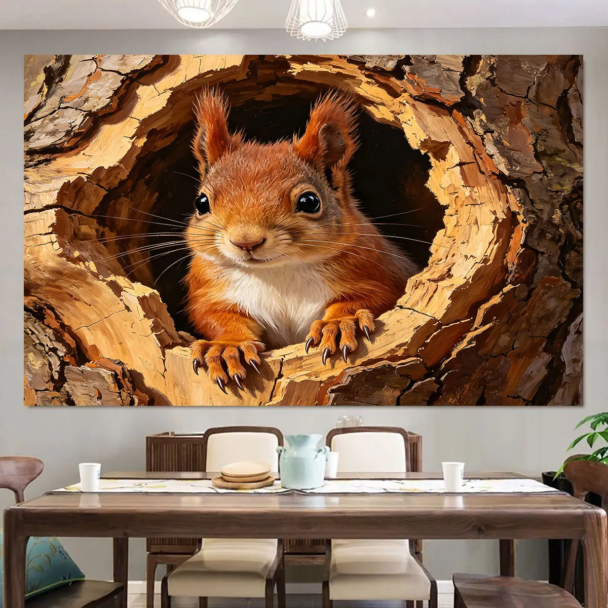 PVC self-adhesive tree hole squirrel wall stickers for wall decoration and concealing imperfections