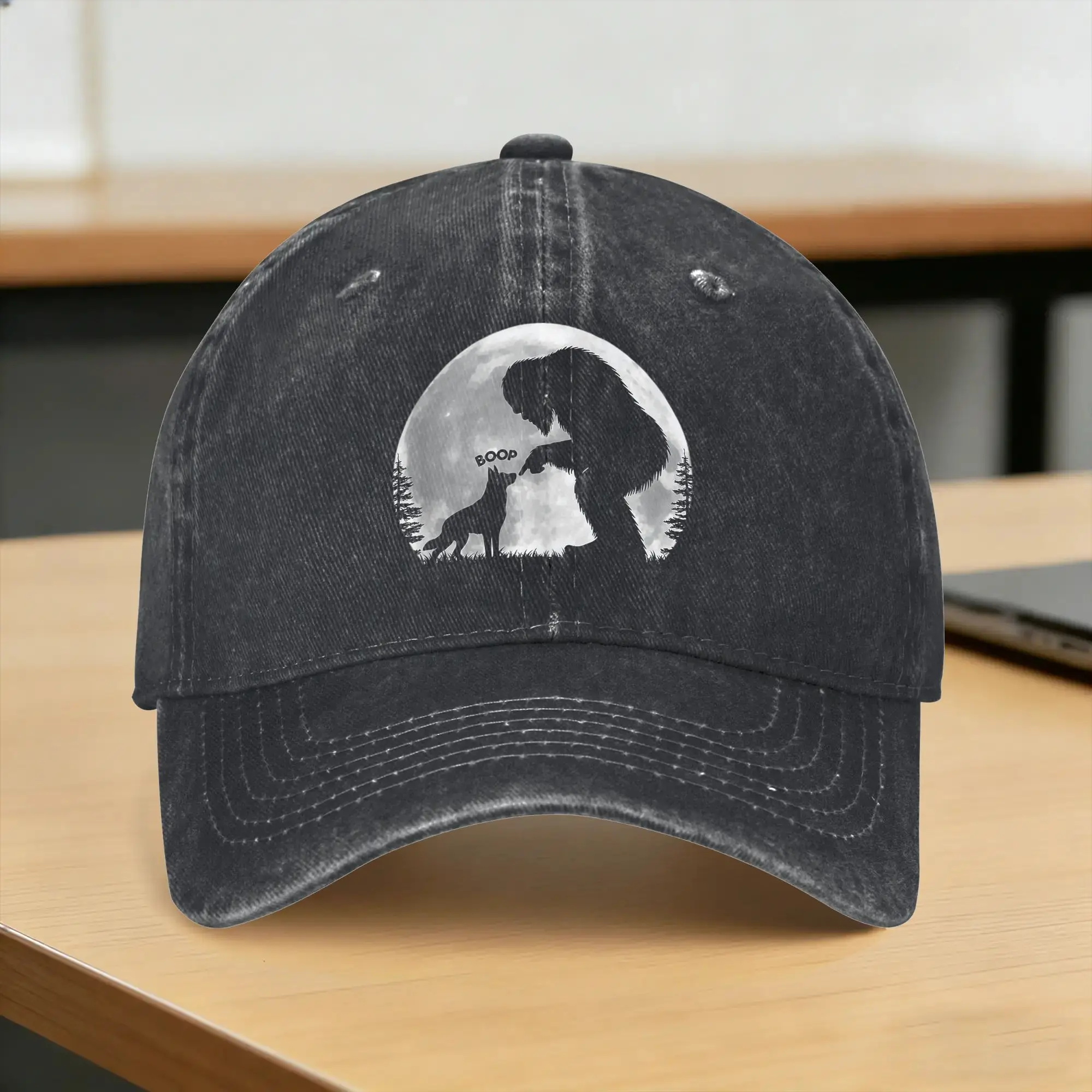 Fun Hand Boop Nose Bigfoot Sasquatch German Shepherd Moon Casual Baseball Cap  Outdoor Sport Hip Hop Hats Unisex Baseball Caps