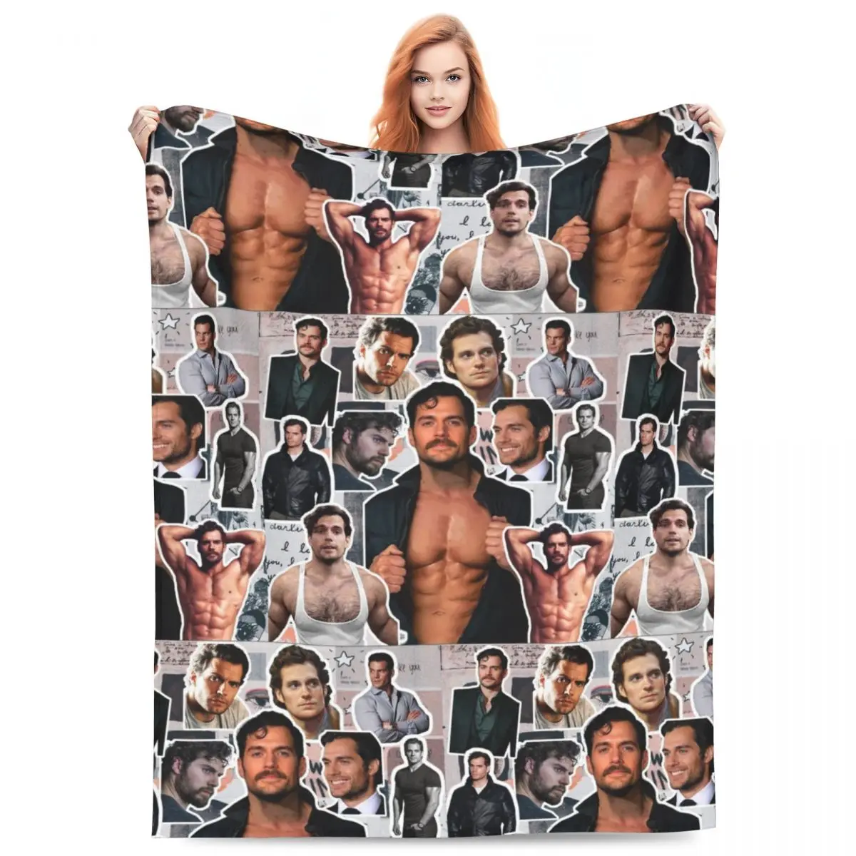 Henry Cavill Photo Collage Blanket Flannel Multifunction Lightweight Thin Throw Blanket for Home Bedspreads