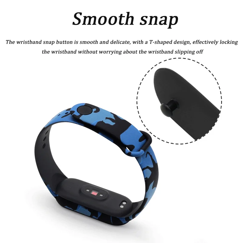 Pulsera inteligente de camuflaje para Xiaomi Mi Band 7, repuesto de silicona suave, resistente al agua