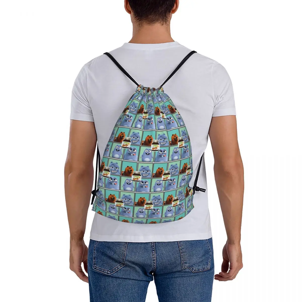 Grizzly And Lemmings Backpacks Multi-function Drawstring Bundle Pocket Sports Bag Book Bags for Travel School