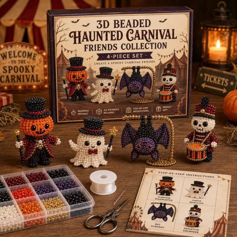 Tiny Beads Halloween Beaded Dog Kit Cute Design Animal Shape 3D Beaded Animal Kit Creative Craft DIY Bead Craft Kit Home Decor